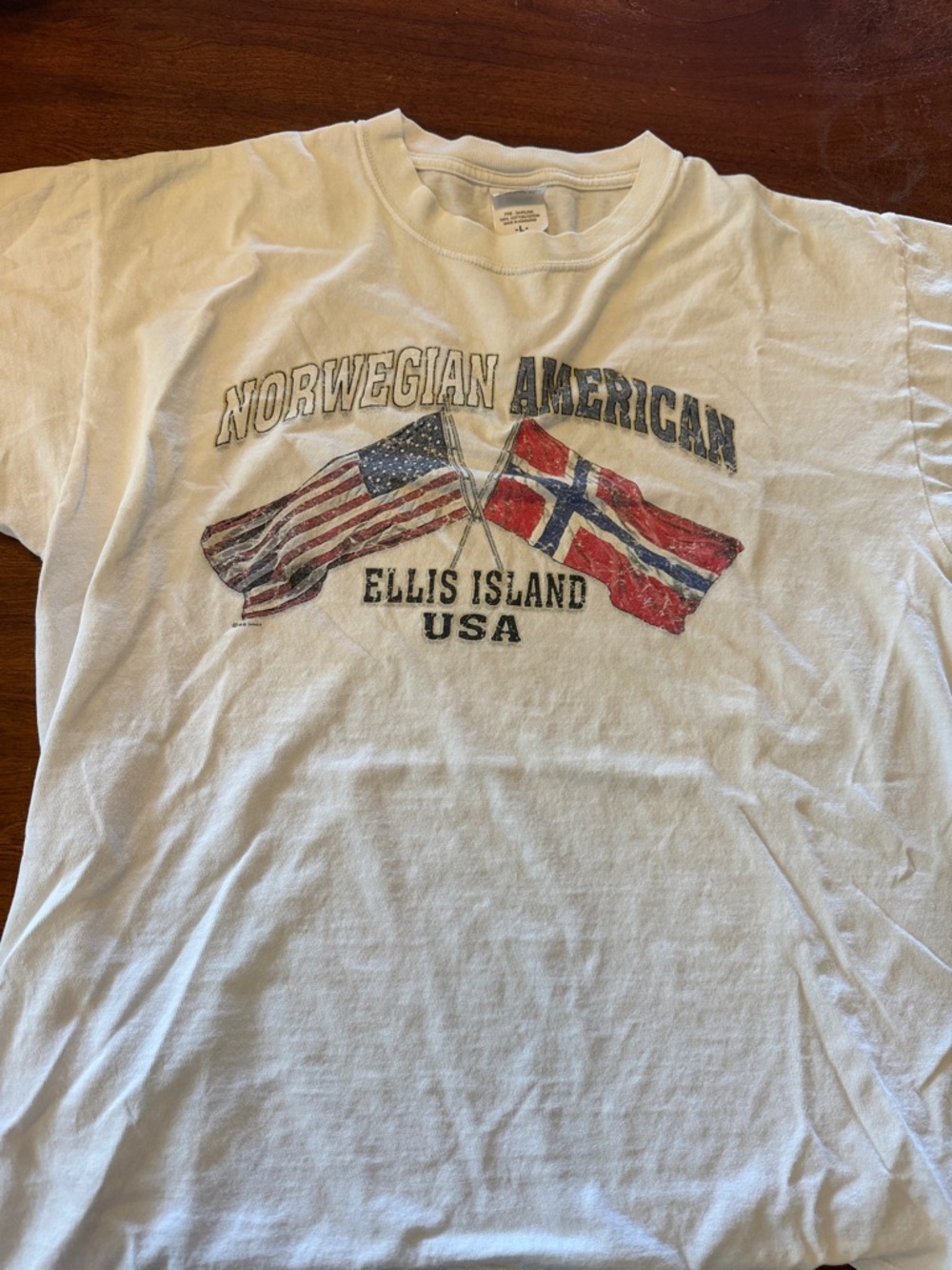 Anvil White Norwegian American Ellis Island USA Graphic Tee